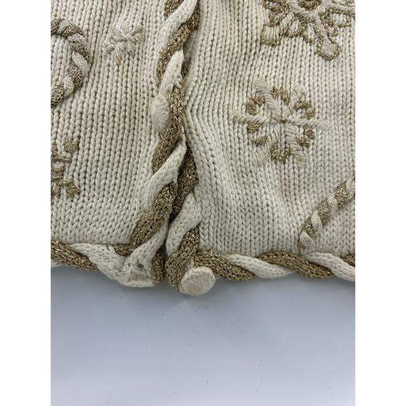 Vintage Casual Corner Sweater Womens Small Cream Ivory Gold Cardigan Christmas - Picture 12 of 16